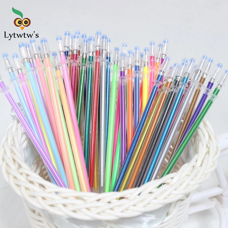 1mm 12 Pcs/set Gel Pen Refill Office Color Gel Refill Glitter Rods Ink Office School Stationery Writing Supplies Handles