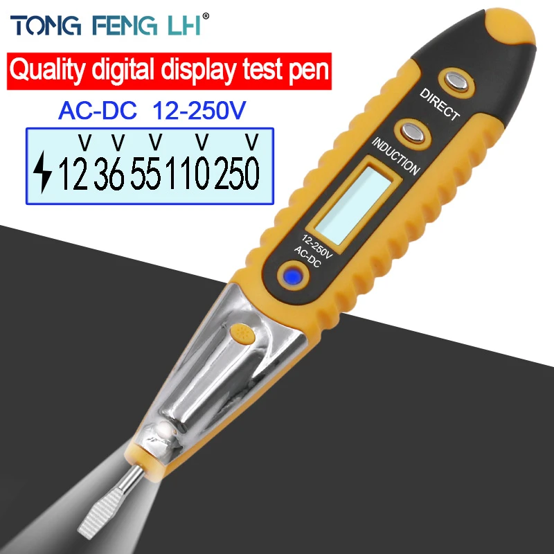 Digital Pencil Test Tester Electric Voltage Detector Pen LCD Display Screwdriver AC DC 12-250V for Electrician Tools