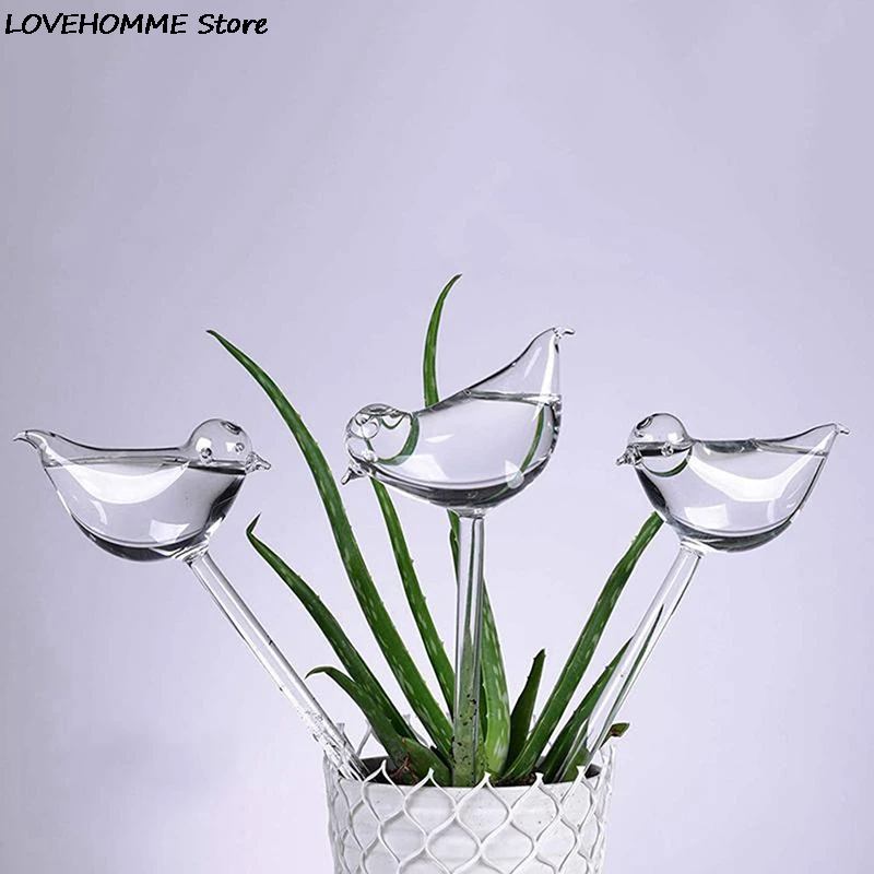 1pcs Automatic Flower Watering Device Plant Waterer Self Watering Globes Bird Shape Hand Blown Clear plastic Aqua Bulbs