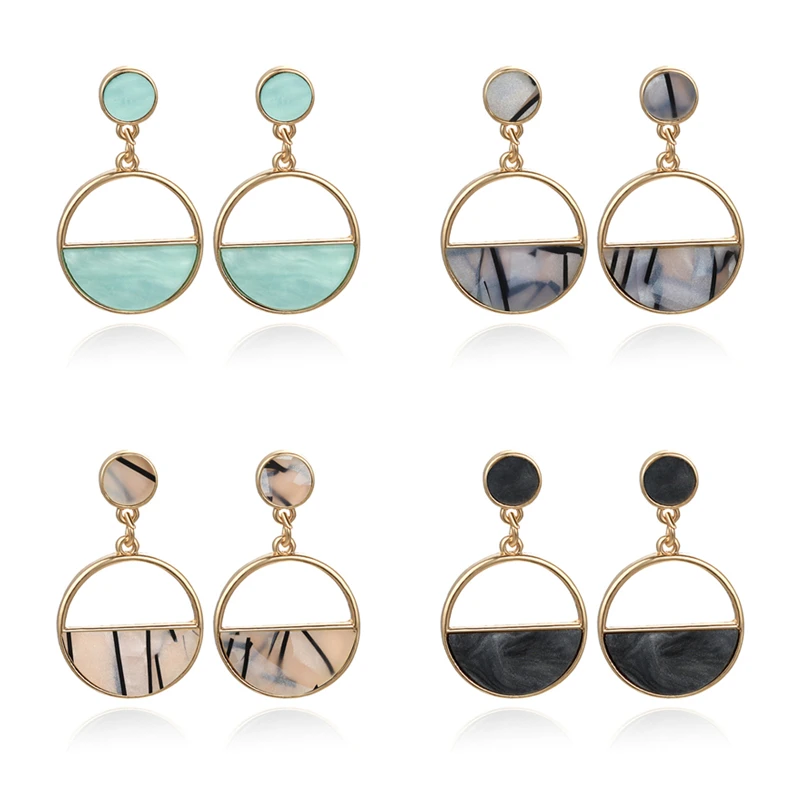 2020 New Women's Gold Earrings Metal Simple Charm Hollow Geometric Pendant Drop Earrings Pendientes Mujer Moda