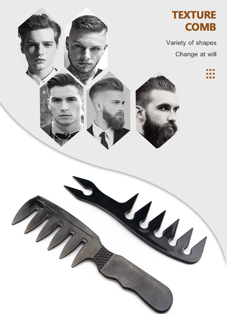 Professional Wide-Tooth Anti-Static Double-Sided Comb Hairbrush Fork Men Beard Hairdressing Brush Barber Shop Styling Tool Salon