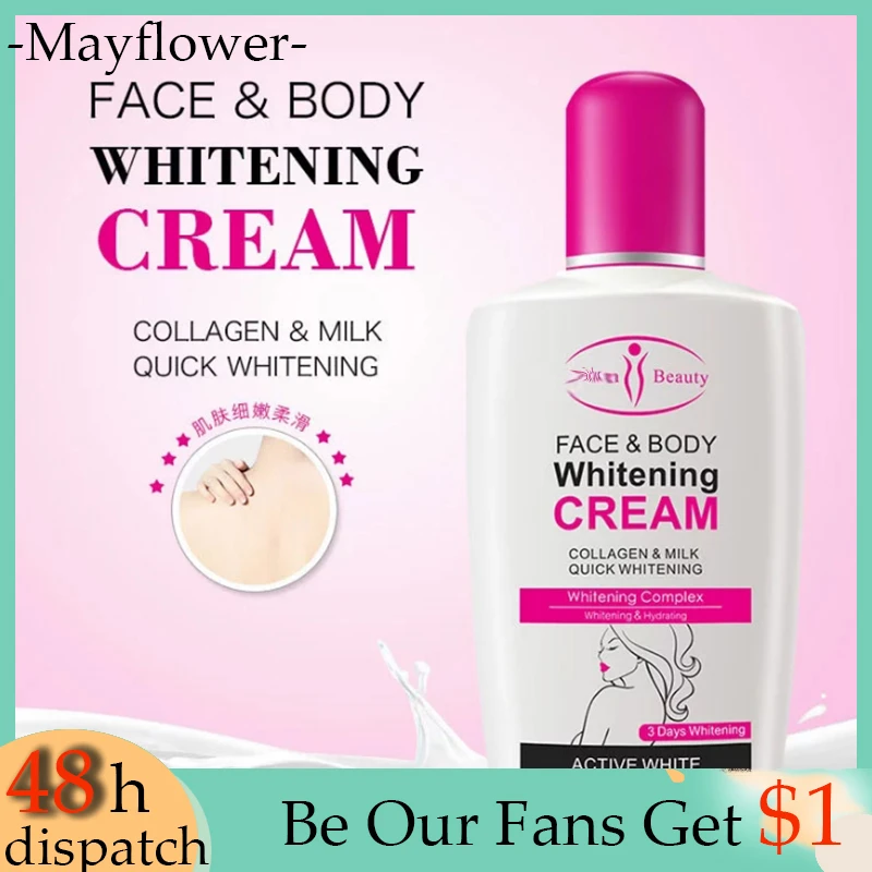Body Lotion Whitening and Moisturizing Dark Skin Bleaching Face & Body Whitening Cream Natural Collagen & Milk Quick Whitening