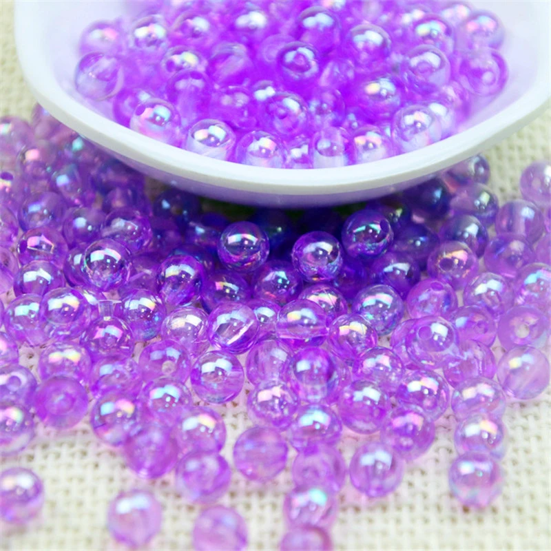 6mm 8mm 10mm 12mm Rainbow AB Color Round Acrylic Loose Spacer Beads For Jewelry Making DIY Bracelet Necklace Sewing abalorios