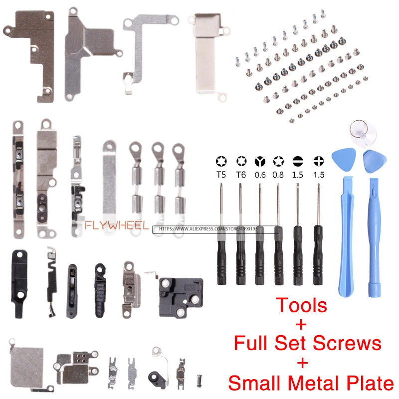 Full Set Small Metal Set Parts Holder Bracket Shield Plate +1 Set Screws For iPhone 5S 5C 6 6S 7 8 Plus X XR XS Max With Tools