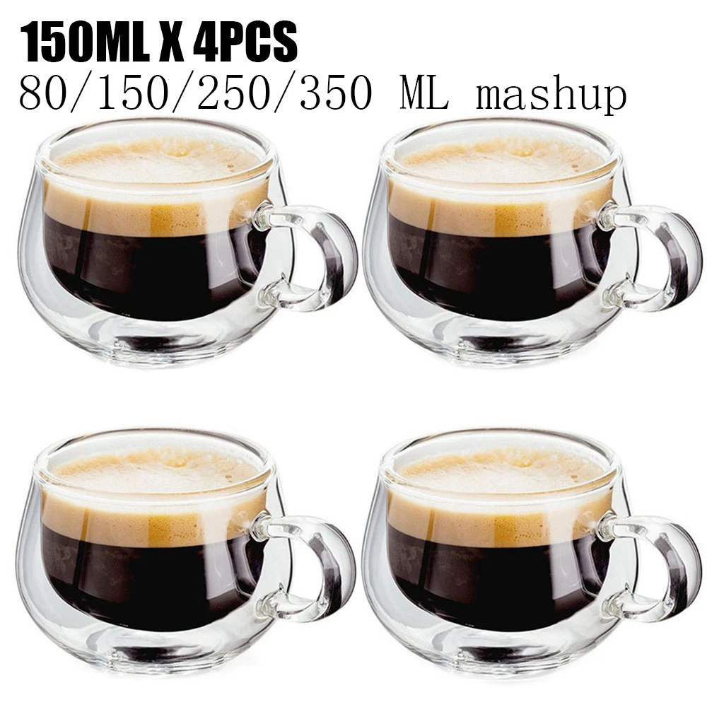 Transparent glass coffee cup milk whiskey tea beer double creative heat resistant cocktail Vodka wine mug Drinkware tumbler cups