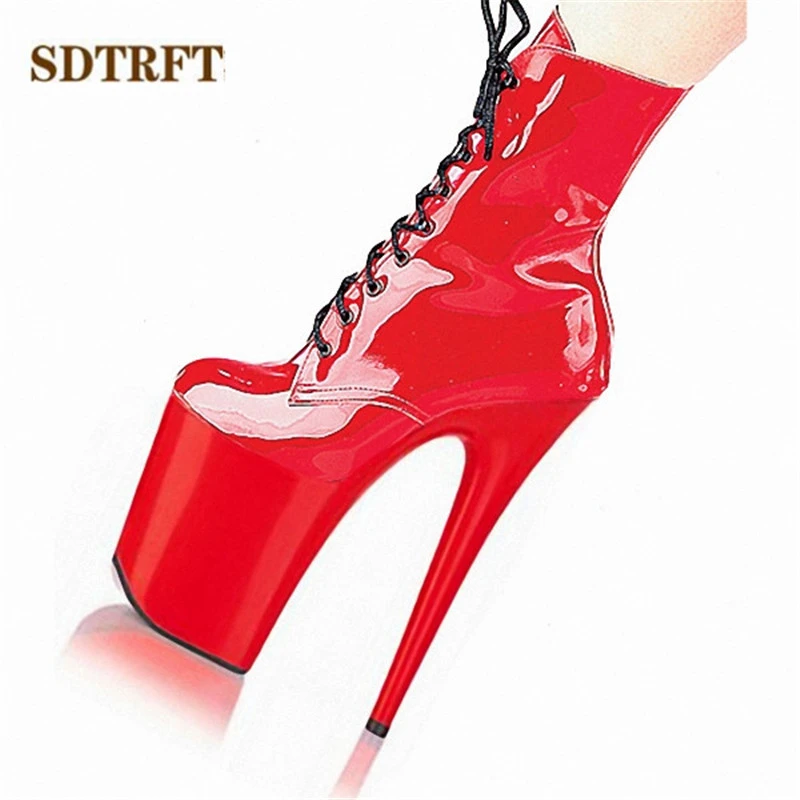 SDTRFT Spring Autumn NightClub Stilettos 20cm Thin Heels Ankle boots Platforms shoes Woman Botas Mujer Party pumps US12 13 14 15