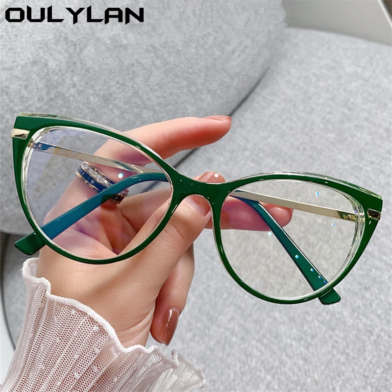Oulylan Anti Blue Light Eyeglasses Frames Women  Vintage TR90 Glasses Frame Men Metal Optical Transparent Prescription Eyewear