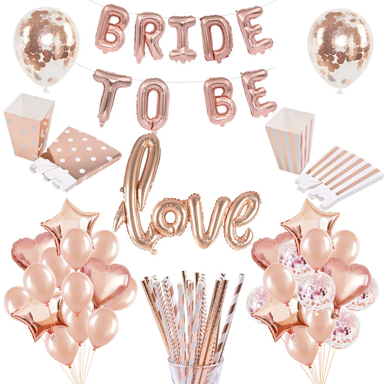 Rose Gold Bride To Be Letter Foil Balloon Diamond Ring Balloon Bachelorette Hen Party Decoration Weeding Bridal Shower Supplies