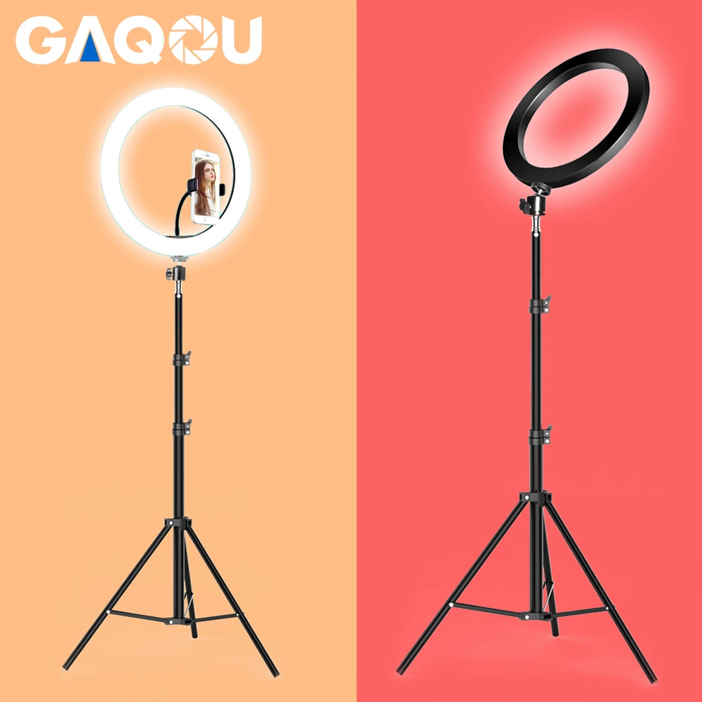 Dimmable LED Ring Light Camera Studio Photography Video Makeup Ringlight Lamp for Youtube Tik Tok Selfie Phone with Tripod Stand