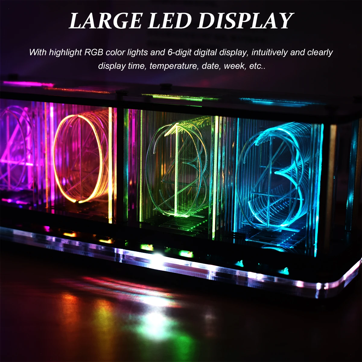 Digital LED Alarm Clock Kit Large Font 6-digit Display Electronic Clock Bulk Music Spectrum Display Clock Modulel DIY Clock