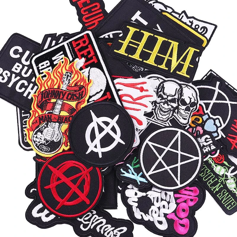 Metal Bands Patch Sewing Applique DIY Iron On Patches On Clothes Hippie Rock Embroidery Patch Stripes Punk Clothing Sticker