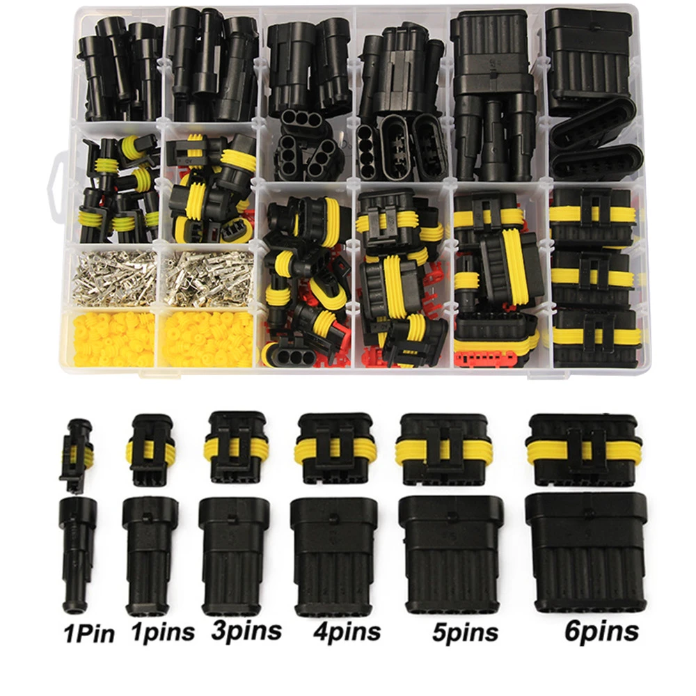 708PCS 1-6Pins  HID Waterproof Connectors 43 Sets Car Marine Seal Electrical Wire Connector Plug Truck Harness 300V 12A Kit