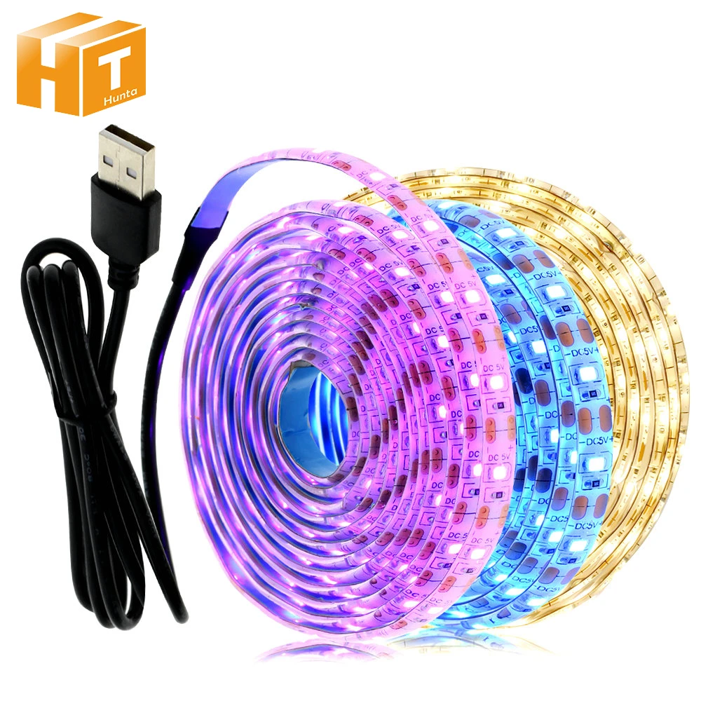 5V USB LED Strip Light 1M 2M Pink / Ice blue / Warm White / White / RGB 2835 TV Background Lighting Decoracion Fairy Lights
