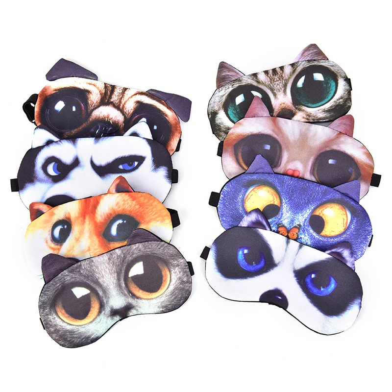 Cute Cat Dog Sleep Mask Eyeshade Cover Eye Mask Natural Sleeping Soft Blindfold Eyepatch Sleep Eyeshade Eye Cover Hot