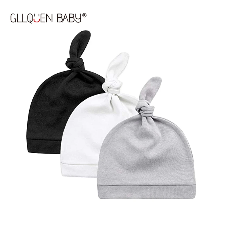 Baby Hats Newborn 100% Organic Cotton Soft Adjustable Hat oft Knotted Cap, For 0-3Y Old Infants Boys And Girls Hats Child Beanie