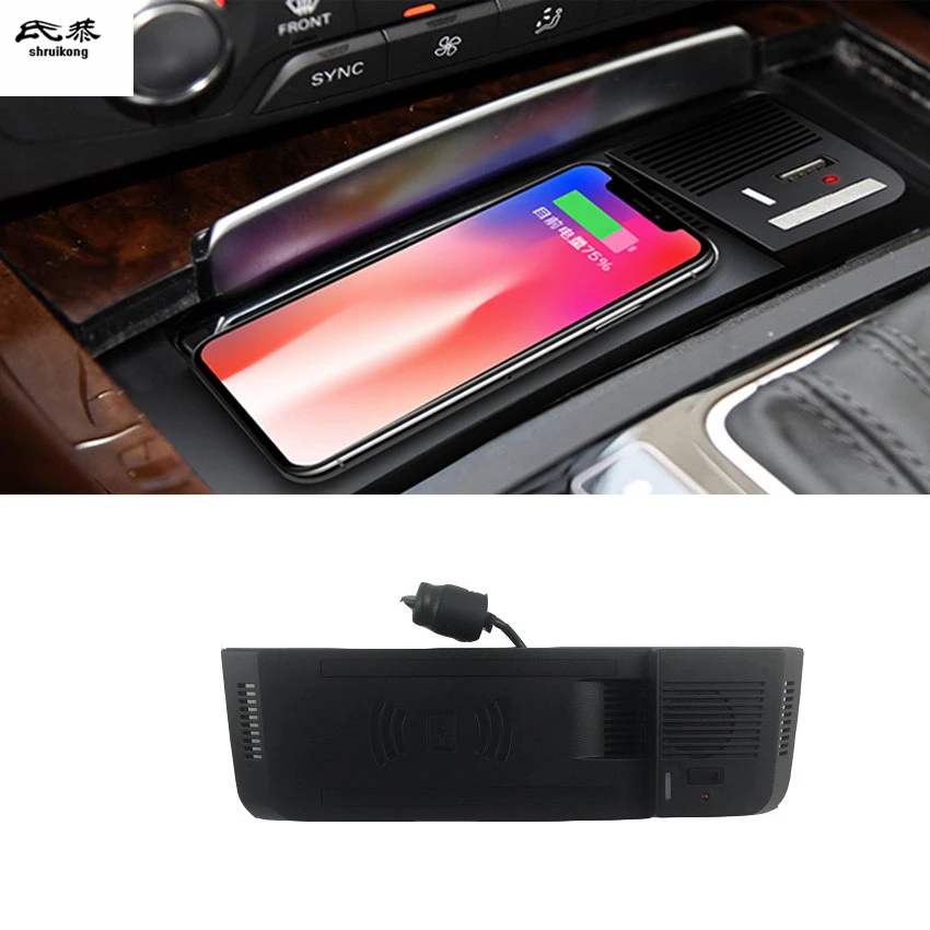 1set 15W fast car QI wireless charger charging phone holder for Audi A4 B8 2008-2016 A5 S5 / Q5 8R 2010-2017 / A4 allroad