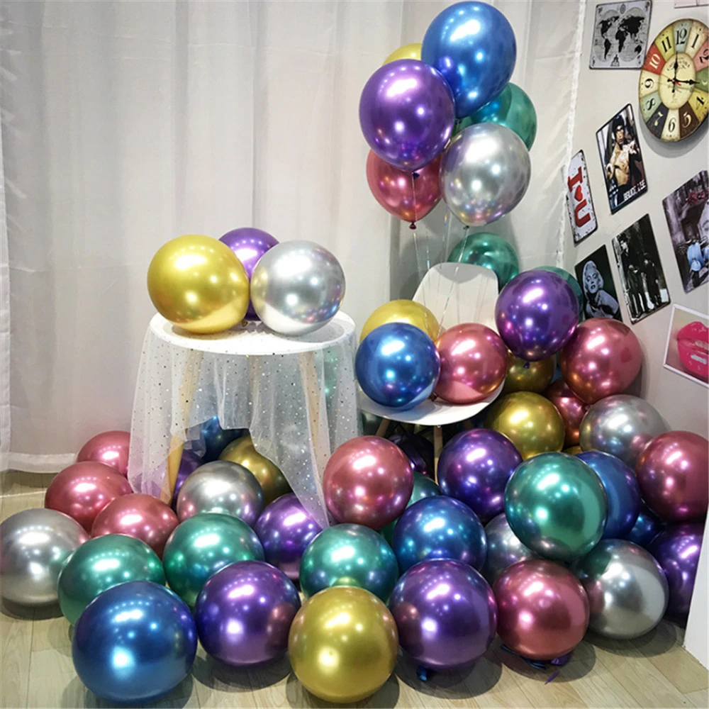 Gold Silver Thicken Chrome Metallic Latex Balloons Metallic Globos Inflatable Helium Balloon Wedding Birthday Party Decorations