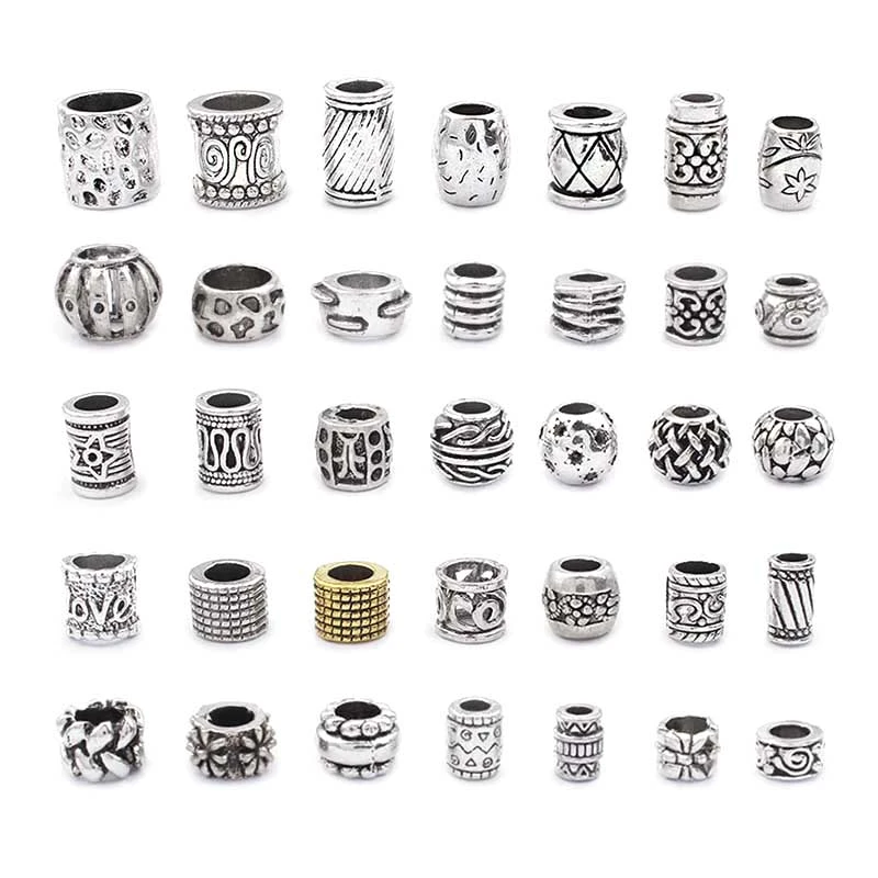 10pcs Round Spacer Tube Beads Charms Slider Big Hole Beads Spacer 3mm 4mm 5mm 6mm 8mm 10mm For Bracelet Jewelry Findings Making