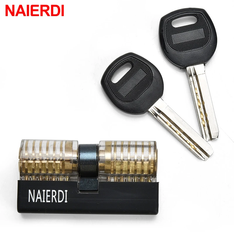 NAIERDI Cutaway Inside View Of Practice Lock Transparent Padlock Training Skill Pick View Padlock For Locksmith With Smart Keys