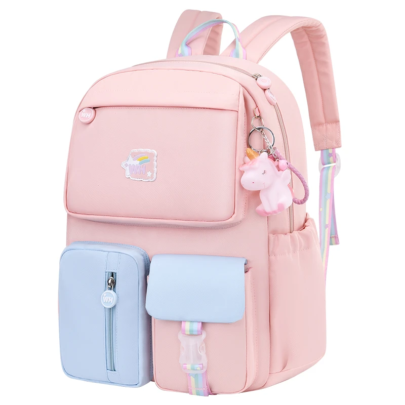 Korean fashion rainbow shoulder strap school bag for teenagers girls Children's waterproof backpacks kids schoolbags mochilas