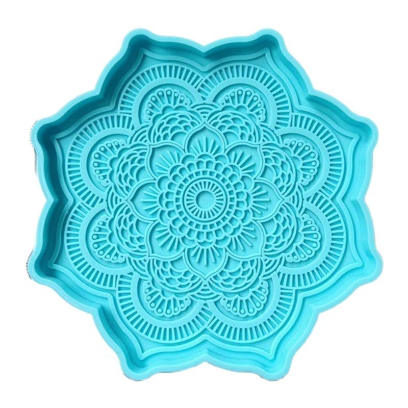 Mandala Coaster Epoxy Resin Mold Round Tray Cup Mat Casting Silicone Mould DIY Crafts Home Decoration Making Tool