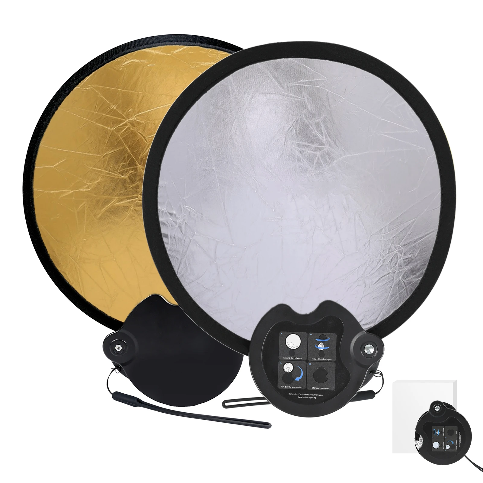 28cm 2 in 1 Reflector Photography Collapsible Portable Light Diffuser Beauty Round Mini Reflector Mirror For Photo Sliver Gold