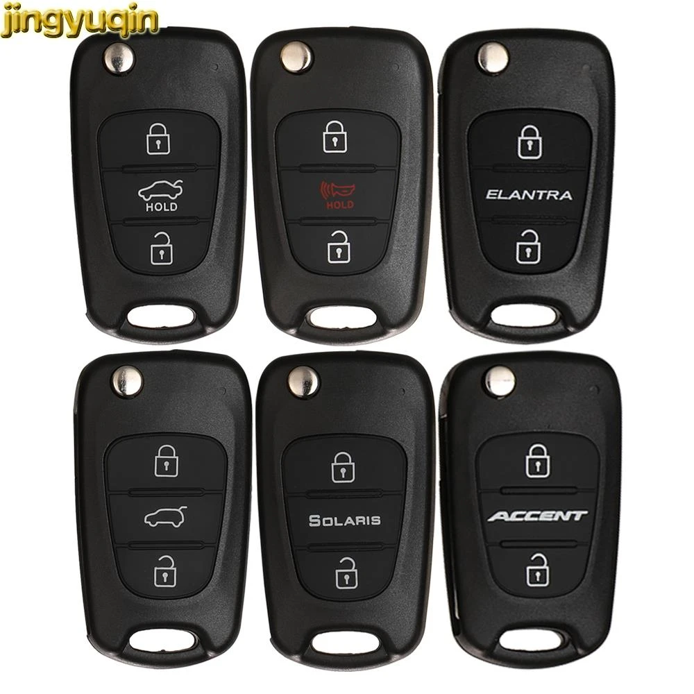 Jingyuqin Flip Remote Car Key Shell For Hyundai I20 I30 IX35 Accent Kia K2 K3 K5 Solaris Sportage Picanto Ceed Cerato Rio 3 Soul