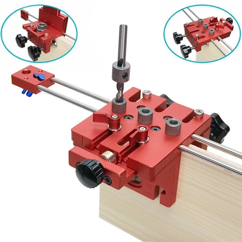 3 in 1 Woodworking Hole Drill Punch Positioner Guide Locator Jig Joinery System Kit Aluminium Alloy Wood Working DIY Tool