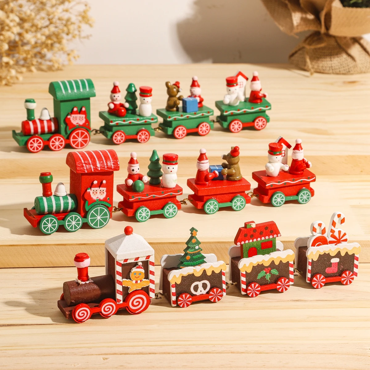 Christmas Train Merry Christmas Decorations For Home 2021 Cristmas Wooden Ornament Xmas Navidad Noel Gifts New Year 2022