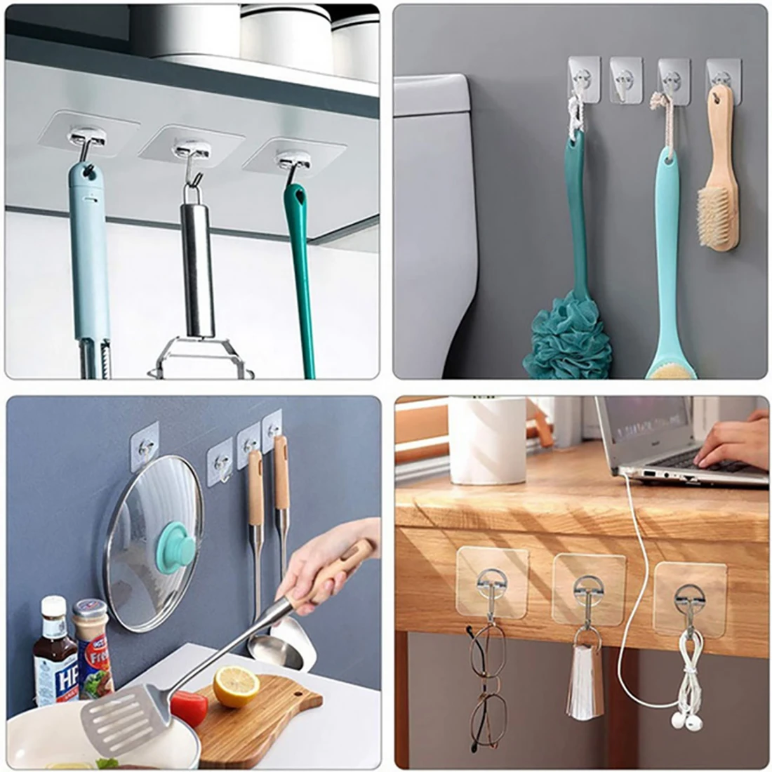 20/10/5 Pcs Strong Transparent Suction Cup Sucker Wall Hooks Hanger Kitchen Bathroom Wall-mounted Design Hanger Hook