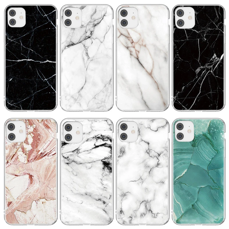 Moskado Marble Stone Texture Phone Case For iPhone 12 Pro 13 Pro Max 11 Pro Max X XR XS Max 7 8 Plus 7 8 6s Plus Soft TPU Cover