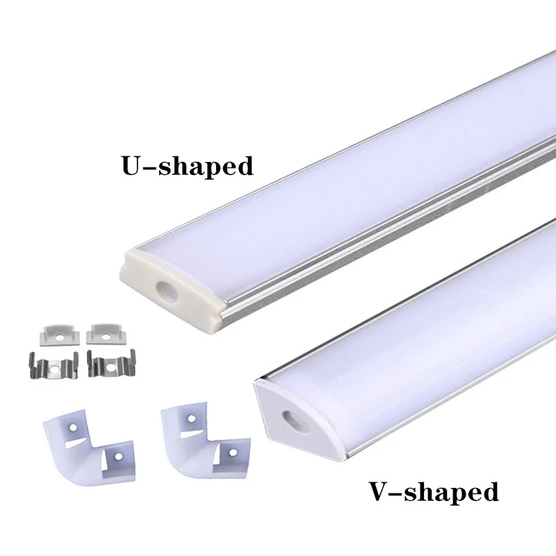2-30pcs/lot LED aluminum profile U/V Style 0.5M for 5050 5630 led strip milky/transparent cover for LED Aluminum channel