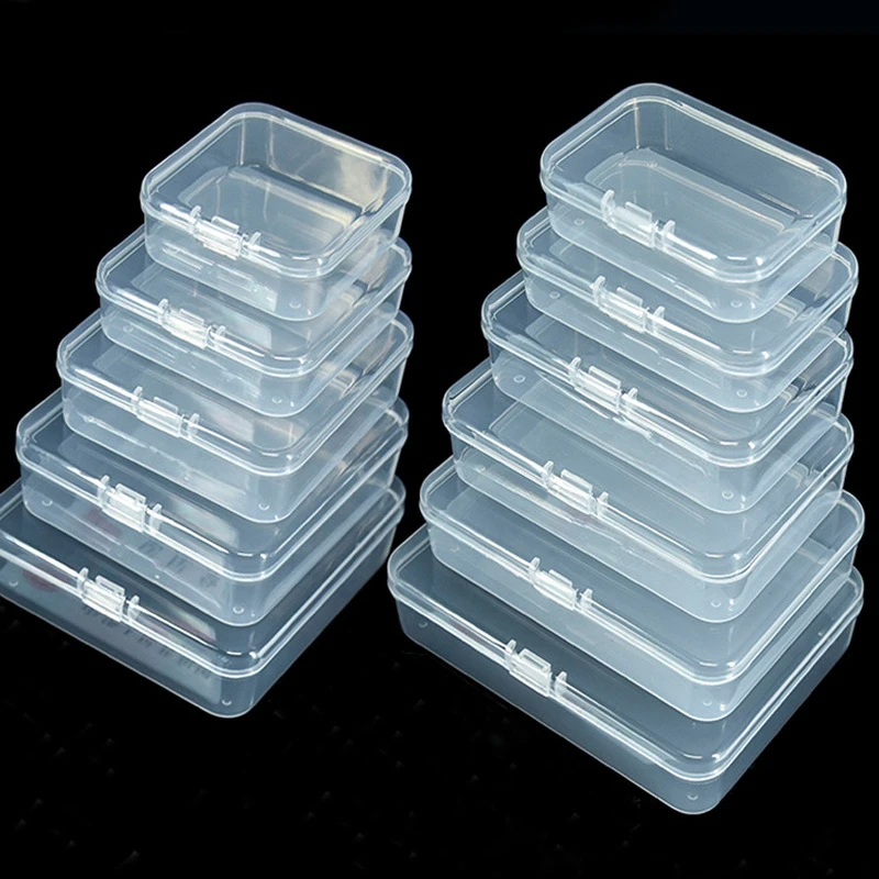 4 Sizes Clear Lidded Small Plastic Box For Trifles Parts Tools Storage Box Jewelry Display Box Screw Case Beads Container New