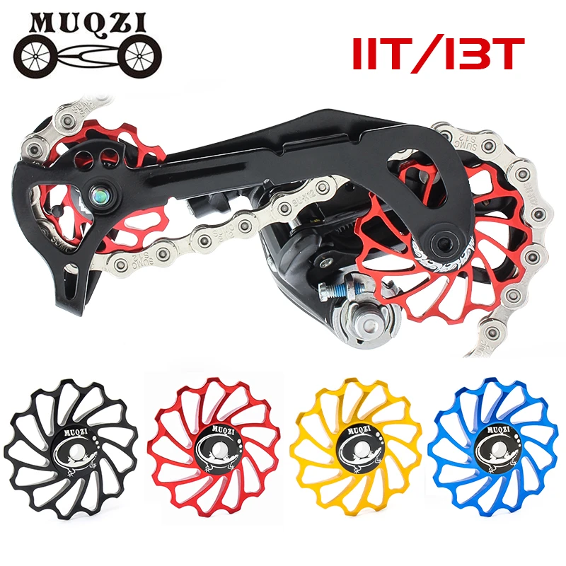 MUQZI MTB Road Bike Cycling Ceramics Jockey Wheel Rear Derailleur Pulley 11T 13T 7005 Aluminum Alloy Guide Pulley Bearing