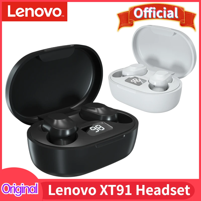 Original Lenovo XT91 TWS Earphone Wireless Bluetooth 5.0 Headphones AI Control Gaming Headset Stereo Bass w/ Mic Noise Reduction