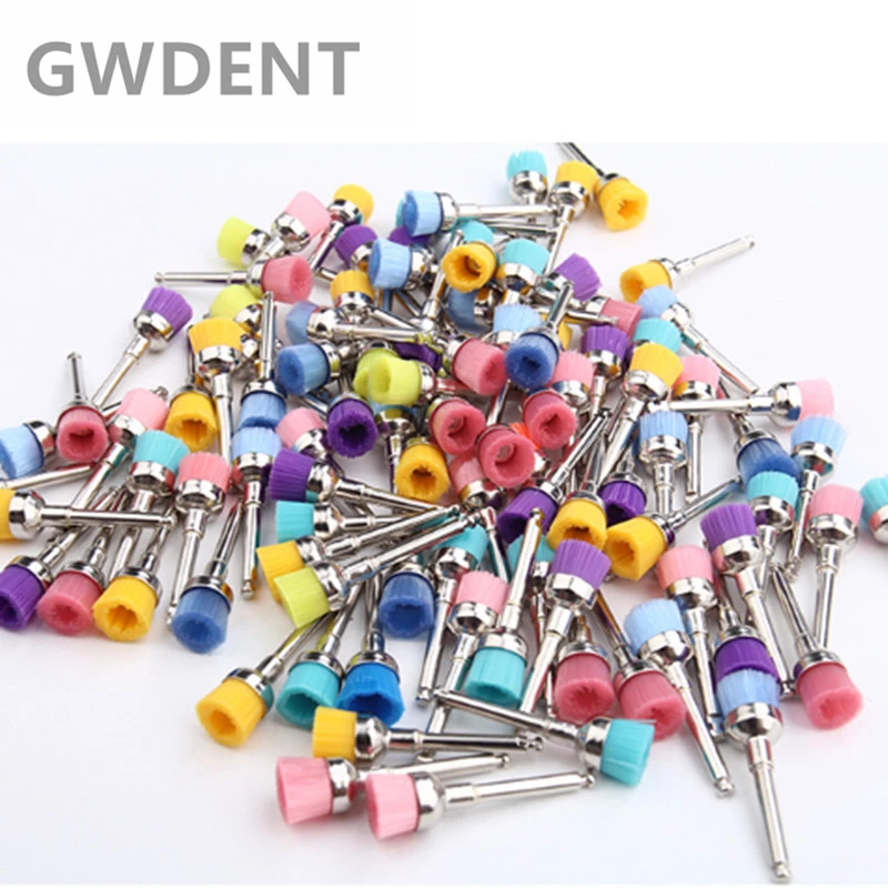40Pcs/lot Dental Lab Materials Colorful Nylon Latch Small Flat Polishing Polisher Prophy Brushes Dentist Product Wholesale Tool