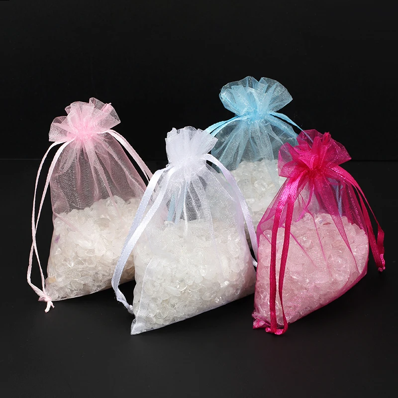 50pcs/lots White Organza Drawstrings Bags 7x9cm Jewelry Gift Package Bags Yarn Pouch Christmas/Wedding Favors And Gifts 5Z