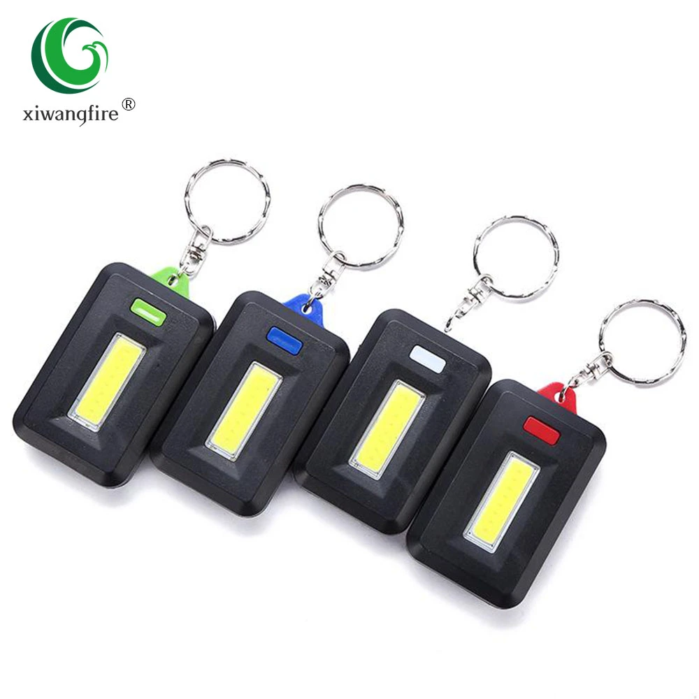 Mini Portable COB LED Flashlight Keychain Torch Emergency Camping Flash Light Mode Lamp Pocket Lantern 3 Modes Use 3 AAA Battery