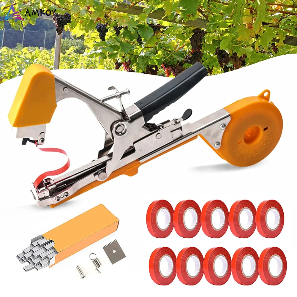 AMKOY Garden Tools Garter Plants Branch Hand Tying Binding Machine Minced Vegetable Tapetool Tapener Tapes