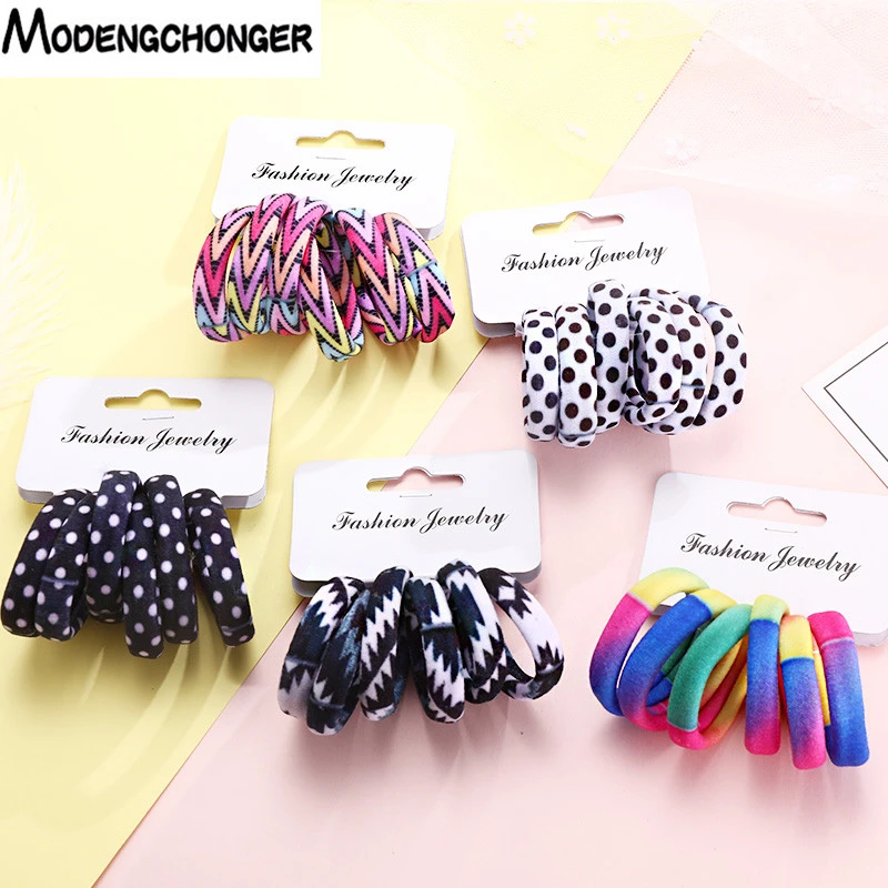 6PCS/Pack Scrunchie Gum For Hair Rubber Bands Ponytail Holder New Women Print Cotton Elastic Hair Bands Fashion Hair Accessories