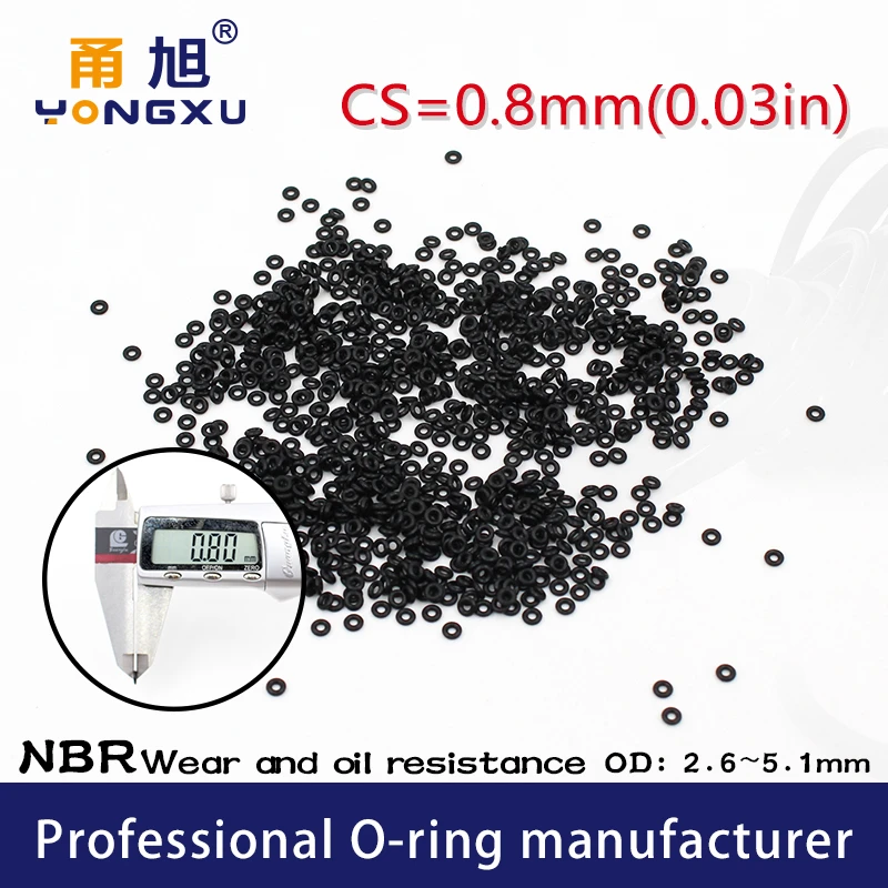 Nitrile Rubber 10PCS/lot Black NBR CS 0.8mm thickness OD2.6/3/3.6/4.1/4.3/4.5/4.9/5.1mm O Ring Gasket waterproof watch oring
