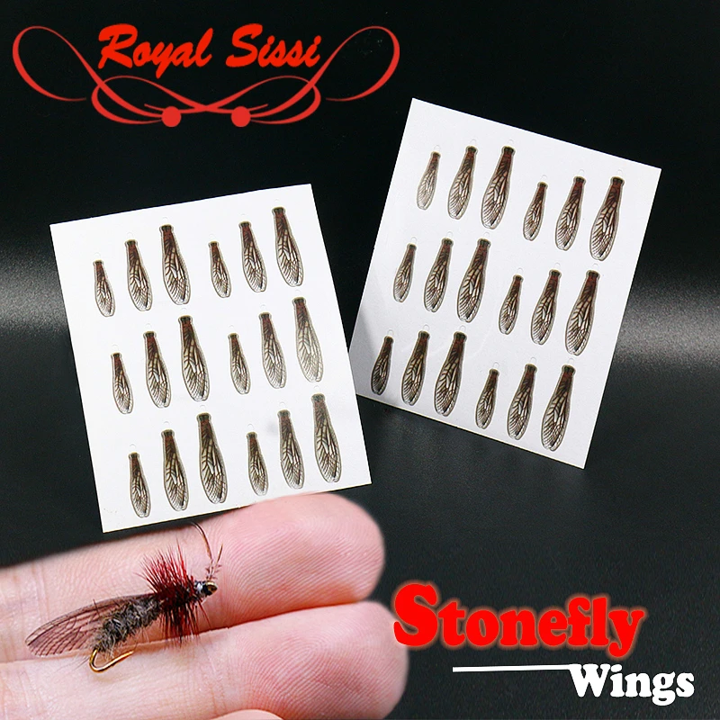 Royal Sissi 36pcs/bag realistic adult stonefly wings non-adhesive trout fishing dry fly tying materials pre-cut fly tying wings