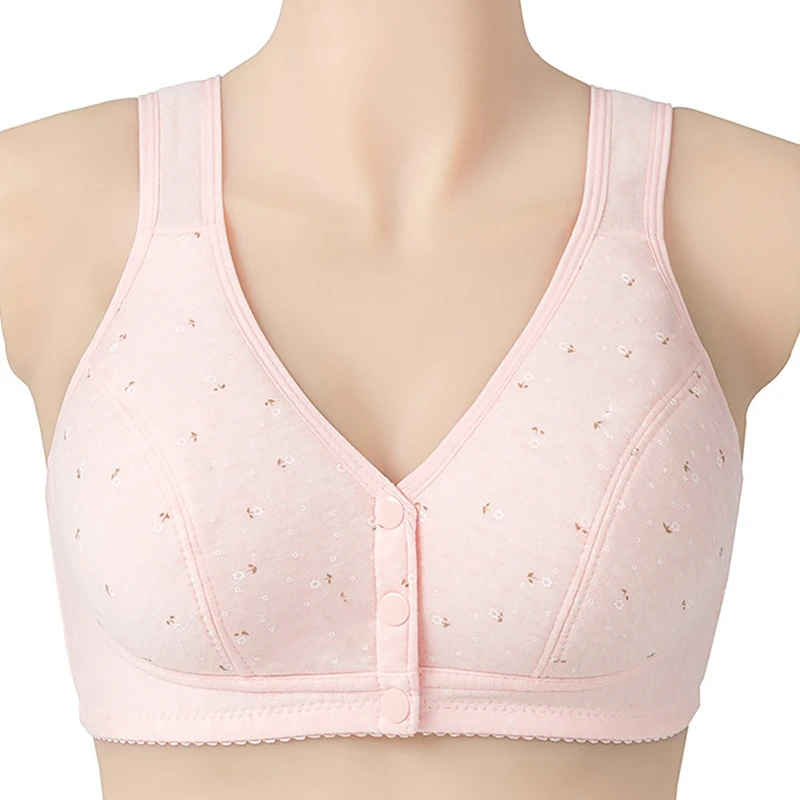 Comfortable Soft Cotton Front-Close Bralette Size 38-46 B C D Cup Big Size Bra Large Size Middle Age Women Everyday Wear