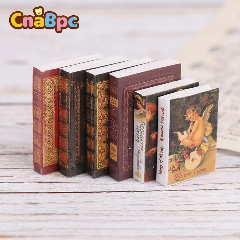 6Pcs/set 1/12 Dollhouse Vintage Miniature Book Model Notebook Doll House Furniture Decor