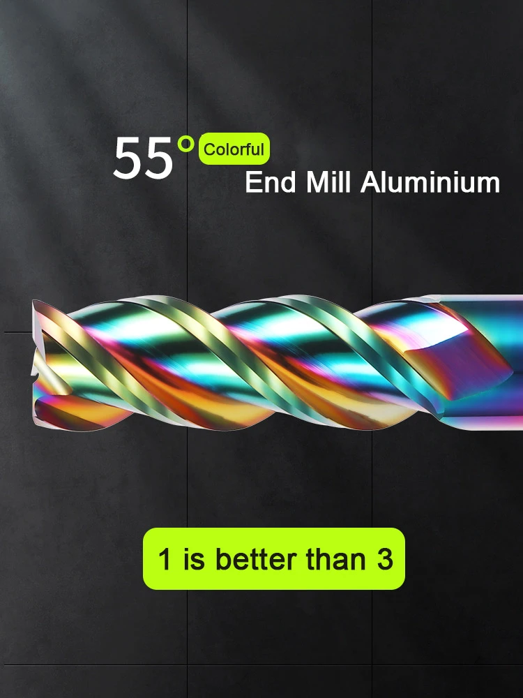 Colorful End Mill Aluminium HRC55 3F Milling Cutter Acrylic Wood Copper Plastic Cutting Tool CNC Maching Milling Tools Endmils