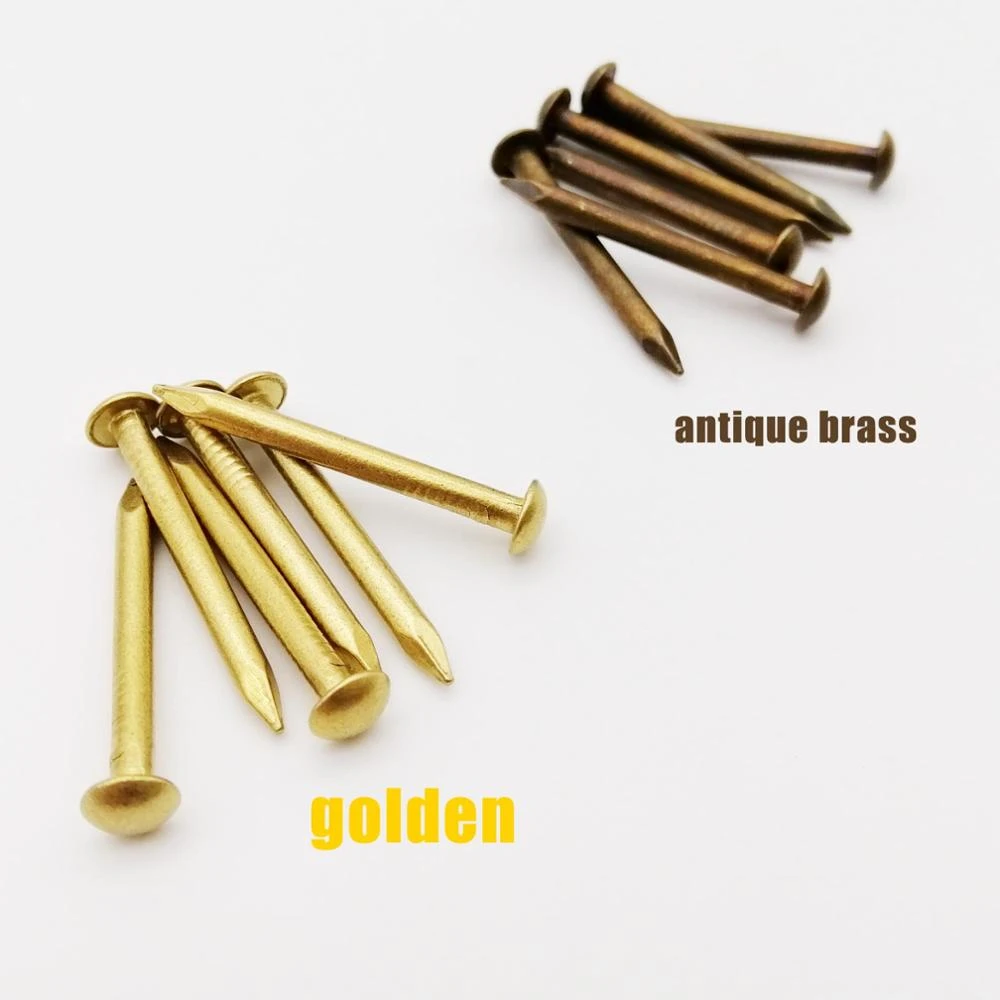 10/100pcs Antique Brass Bronze Golden Diameter 1.2mm 1.5mm 2mm 2.8mm Pure Copper Small Mini Round Head Nail Tack Length=8–50mm