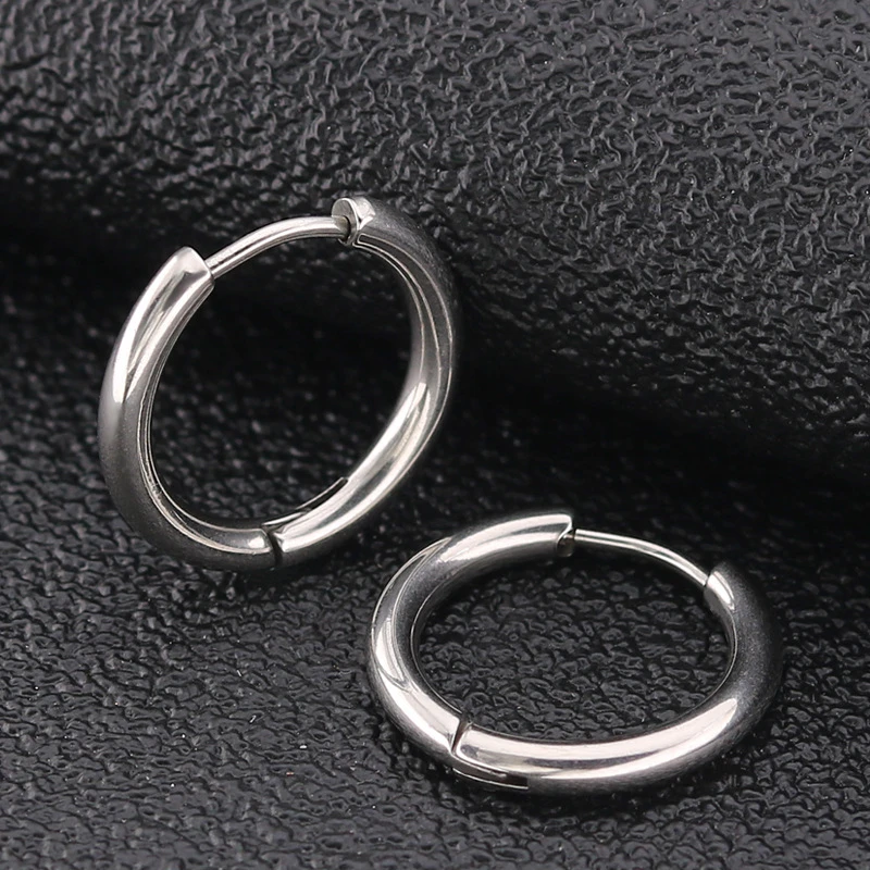2pcs Gold Black Blue 316L Stainless Steel Round Surgical Hoop Earrings Korean Cute 2.5mm thick Circle Ear Punk Jewelry