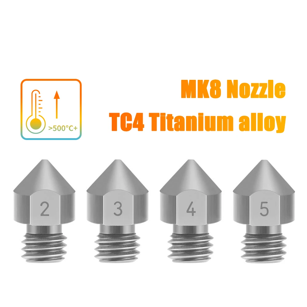 3D Printer TC4 Titanium Alloy MK8 Nozzle Reprap M6 1.75mm 0.2/0.3/0.4/0.5mm for Ender 3 CR10 Ender 5 Two Trees Bluer