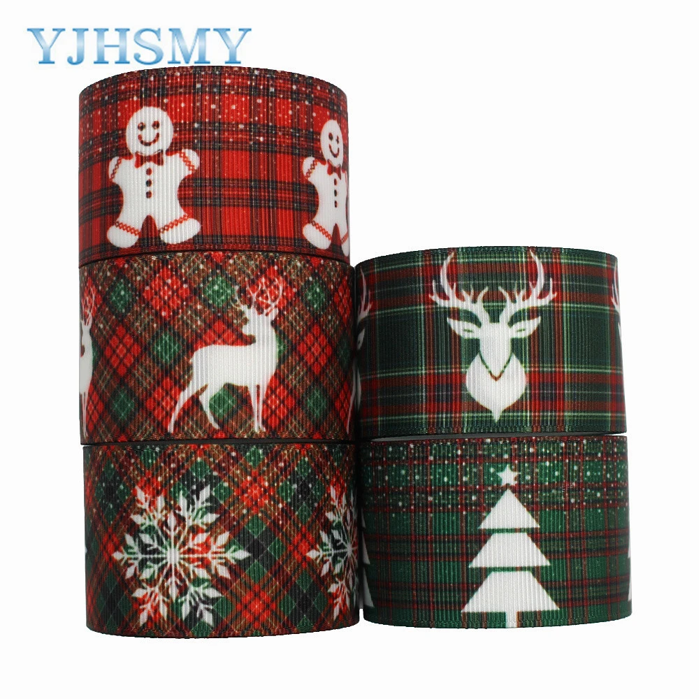 L-20924-1083,38mm 5YChristmas Printed Grosgrain Ribbon DIY Handmade Children Bow Wedding Decoration Gift Packaging Material