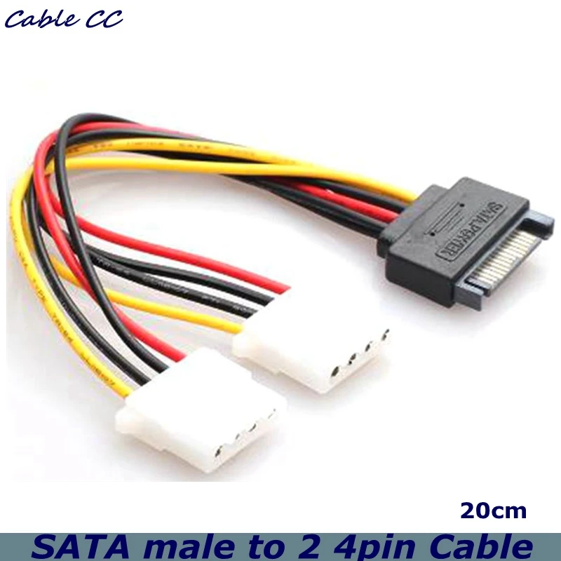 Dual 4-pin IDE Molex to Serial ATA SATA hard drive power cable adapter male to bus Y splitter line converter best price